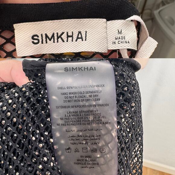 NWT Jonathan Simkhai Inaya Rhinestone Mesh Maxi Dress Black Coverup Beach Size M - Picture 8 of 14